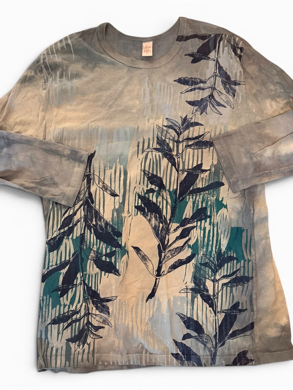 Blue Fish Shirt Art to Wear Top Women’s 1 Tunic Lagenlook Hand Painted